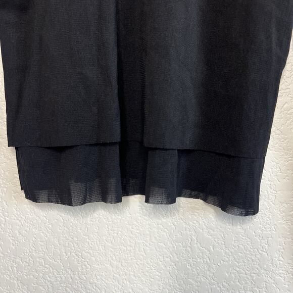 Babette Small Semi Sheer Black Nylon 2 Layered Top Long Sleeve Pullover Ae21 - Picture 2 of 4